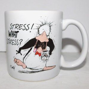 VTG 1994 Opus and Bill STRESS WHAT STRESS Coffee Mug Opus n' Bill CARLTON